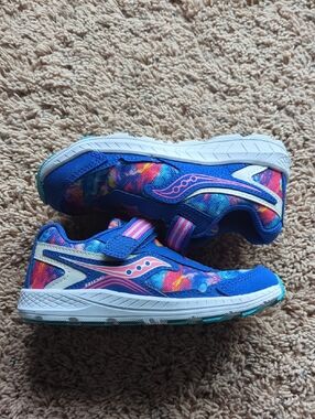 Saucony Blue Multicolor Girls Sneakers with Velcro